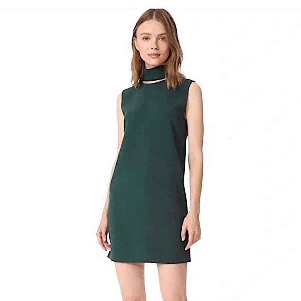 Theory Dark Green Sleeveless Mini Dress